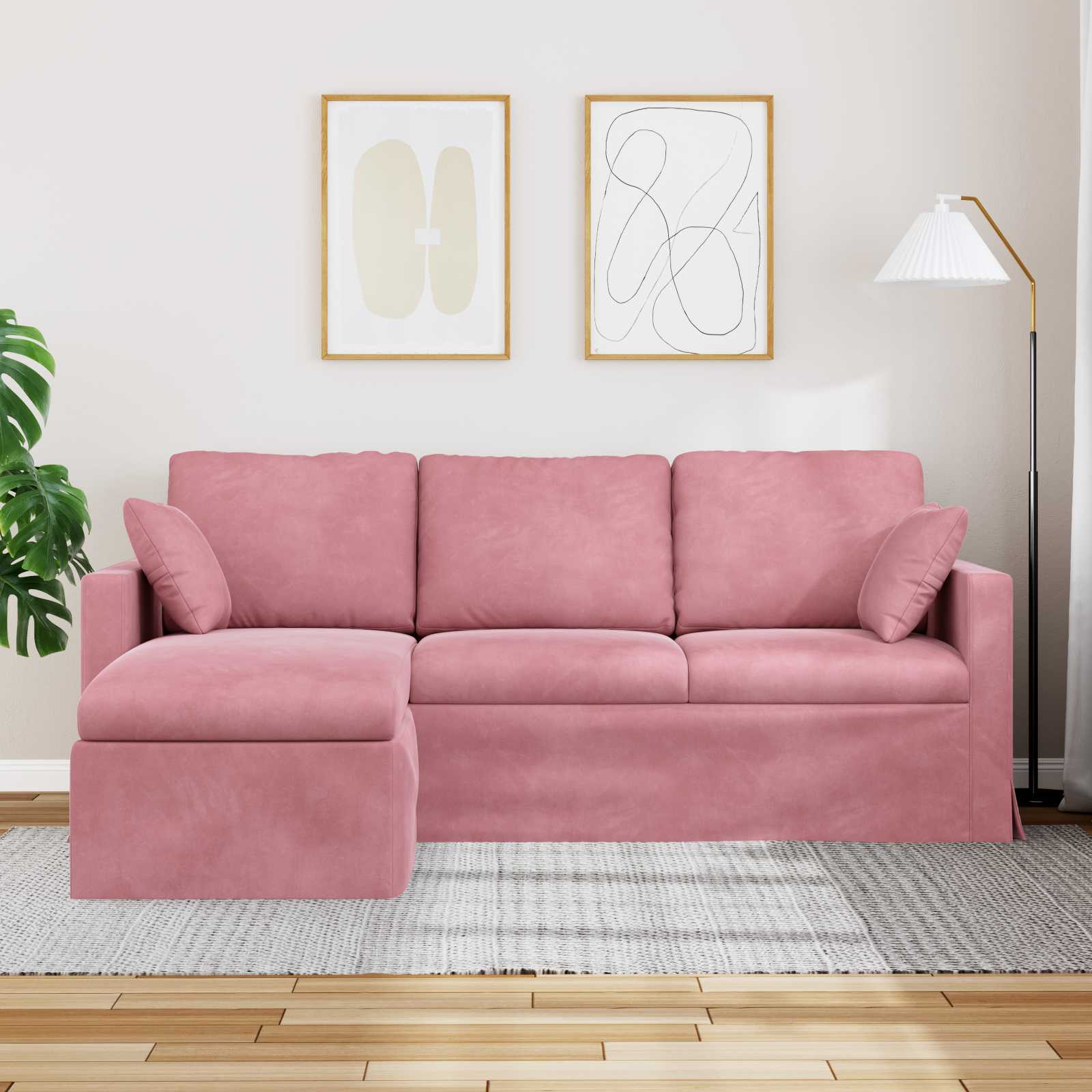 Καναπές Ροζ 198 x 134 x 80 εκ Βελούδο - Pakobazaar