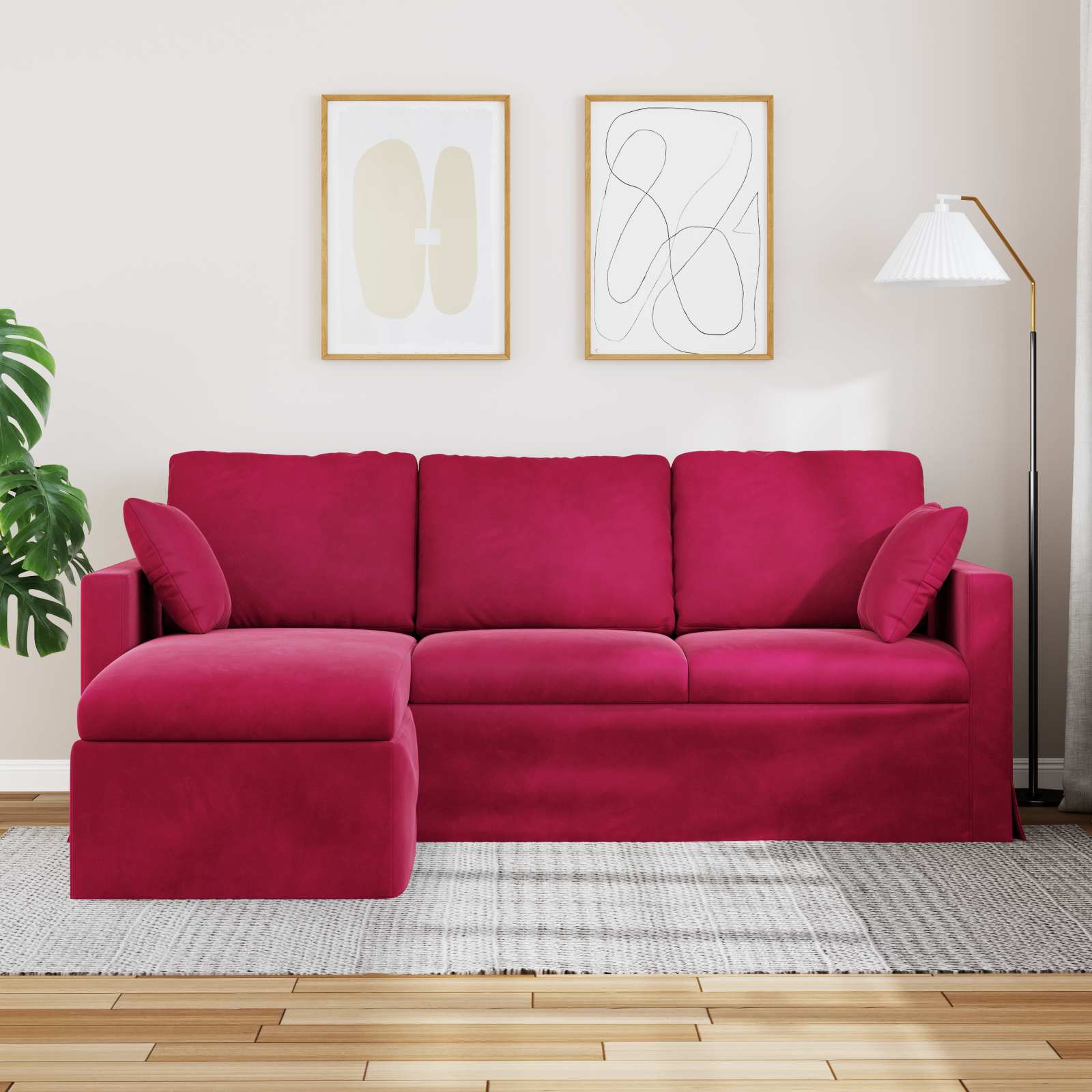 Καναπές Κόκκινο 198 x 134 x 80 εκ Βελούδο - Pakobazaar