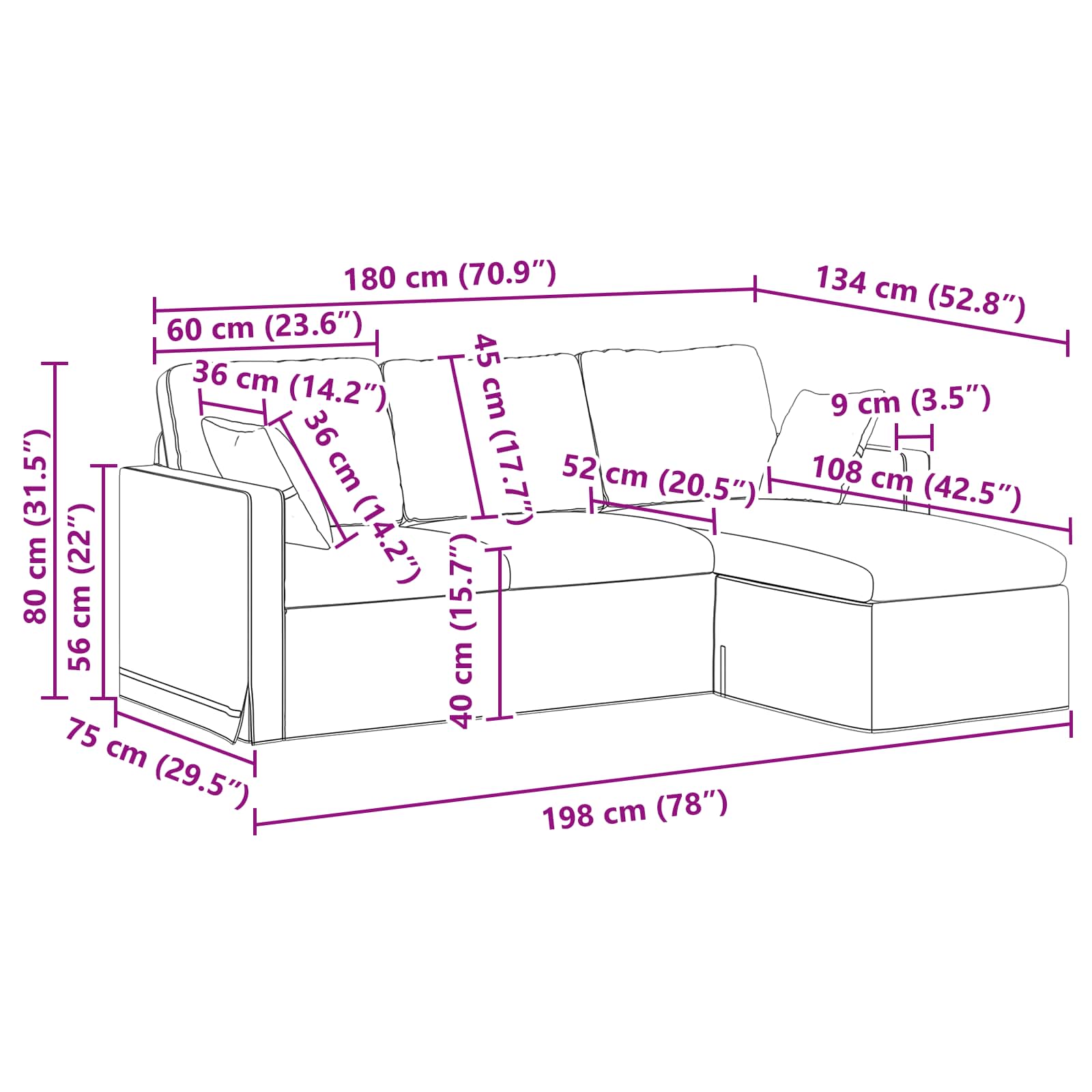 Καναπές Κόκκινο 198 x 134 x 80 εκ Βελούδο - Pakobazaar