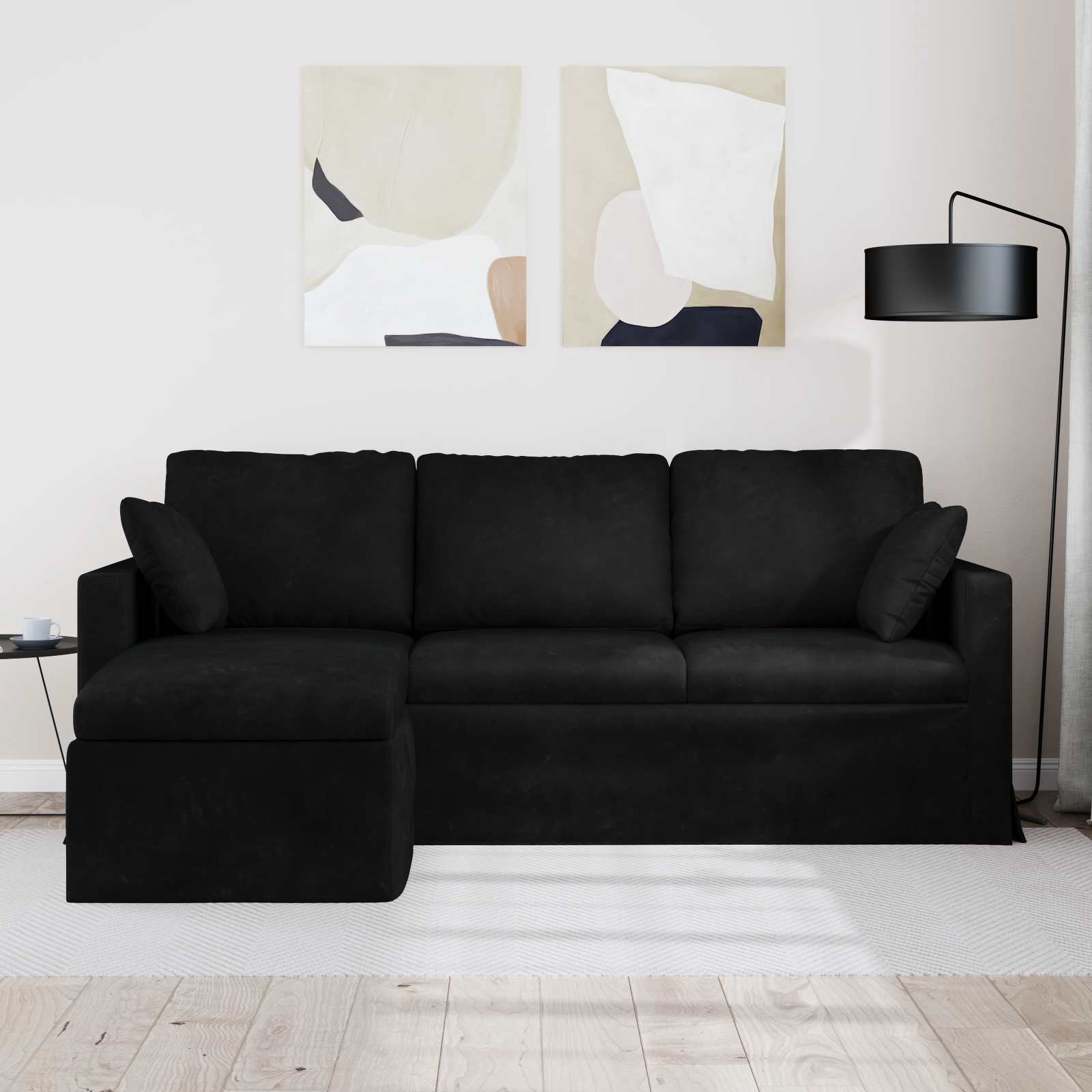 Καναπές Μαύρο 198 x 134 x 80 εκ Βελούδο - Pakobazaar