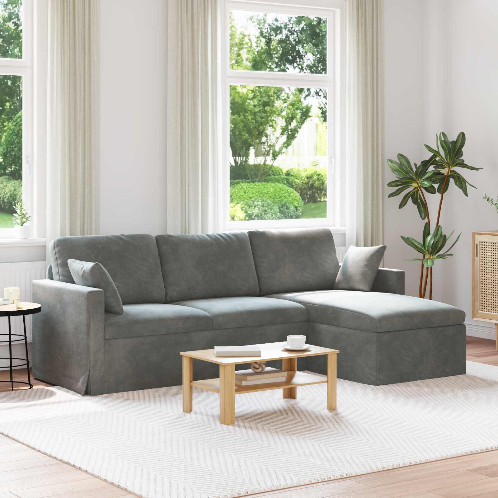 Καναπές Σκούρο Γκρι 228 x 134 x 80 εκ Βελούδο - Pakobazaar