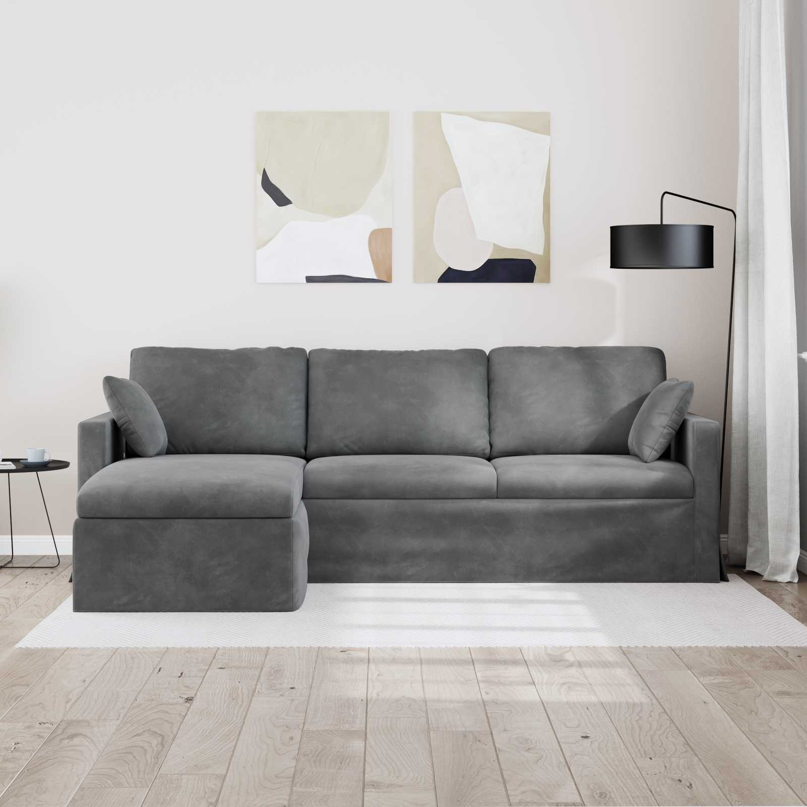 Καναπές Σκούρο Γκρι 228 x 134 x 80 εκ Βελούδο - Pakobazaar