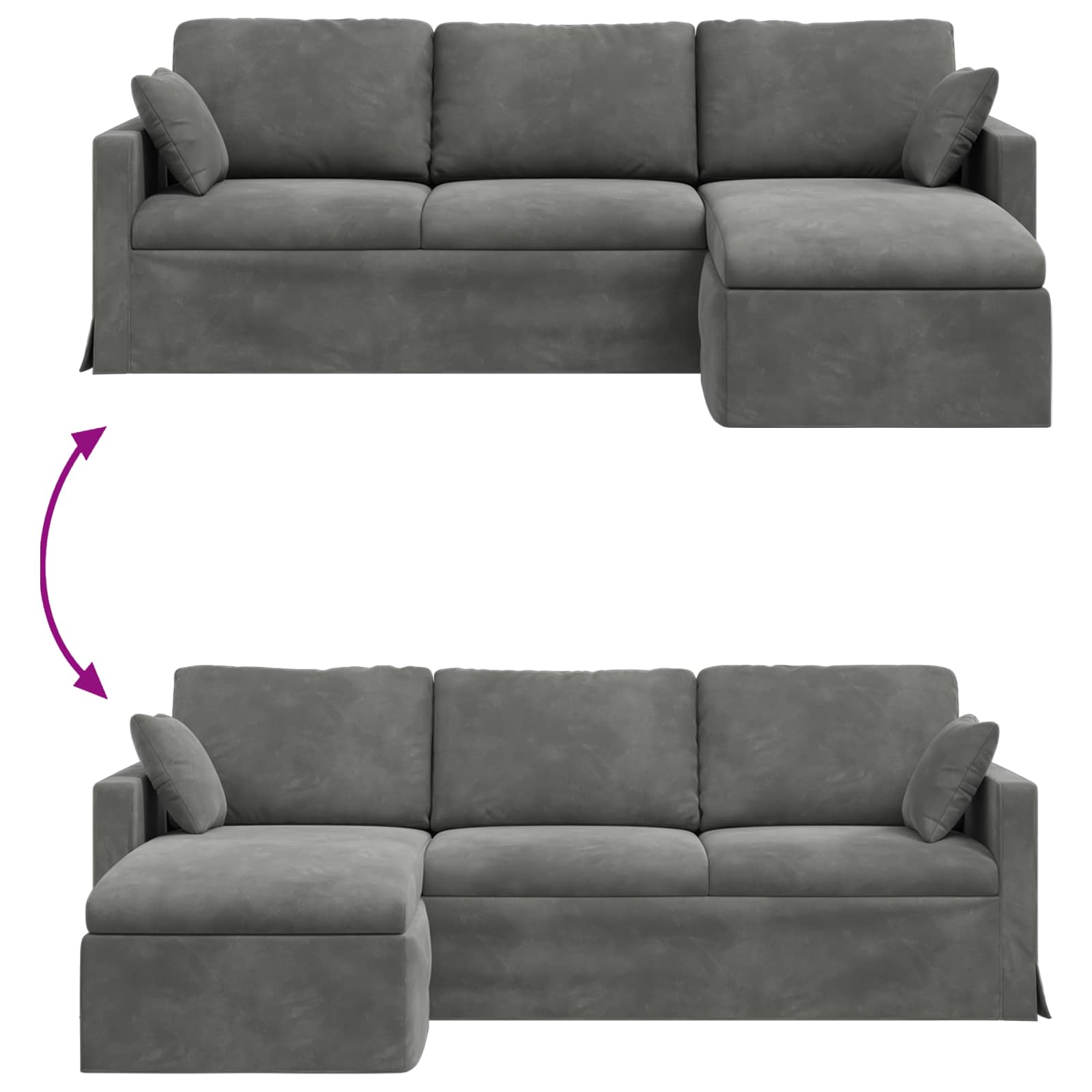 Καναπές Σκούρο Γκρι 228 x 134 x 80 εκ Βελούδο - Pakobazaar