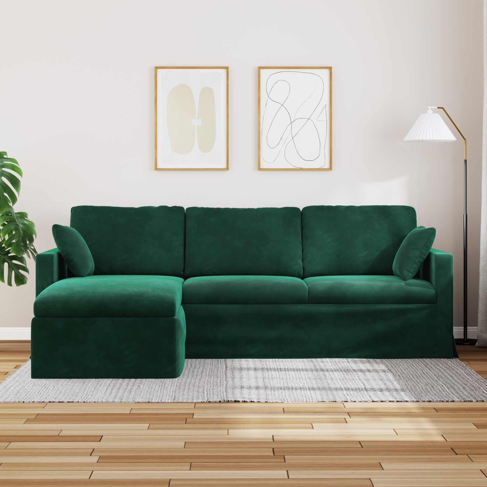 Καναπές Σκούρο Πράσινο 228 x 134 x 80 εκ Βελούδο