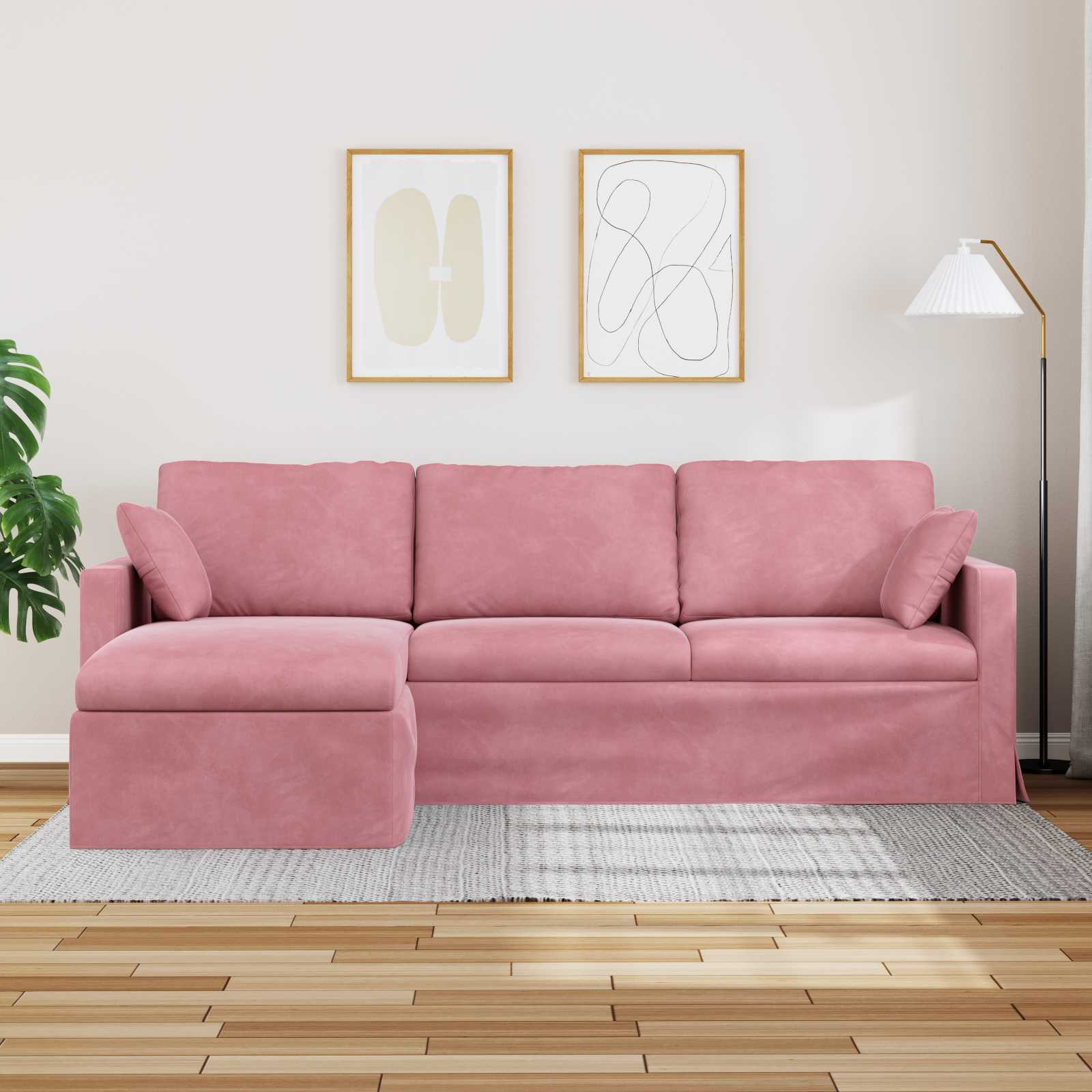 Καναπές Ροζ 228 x 134 x 80 εκ Βελούδο
