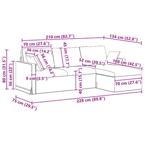 Καναπές Ροζ 228 x 134 x 80 εκ Βελούδο