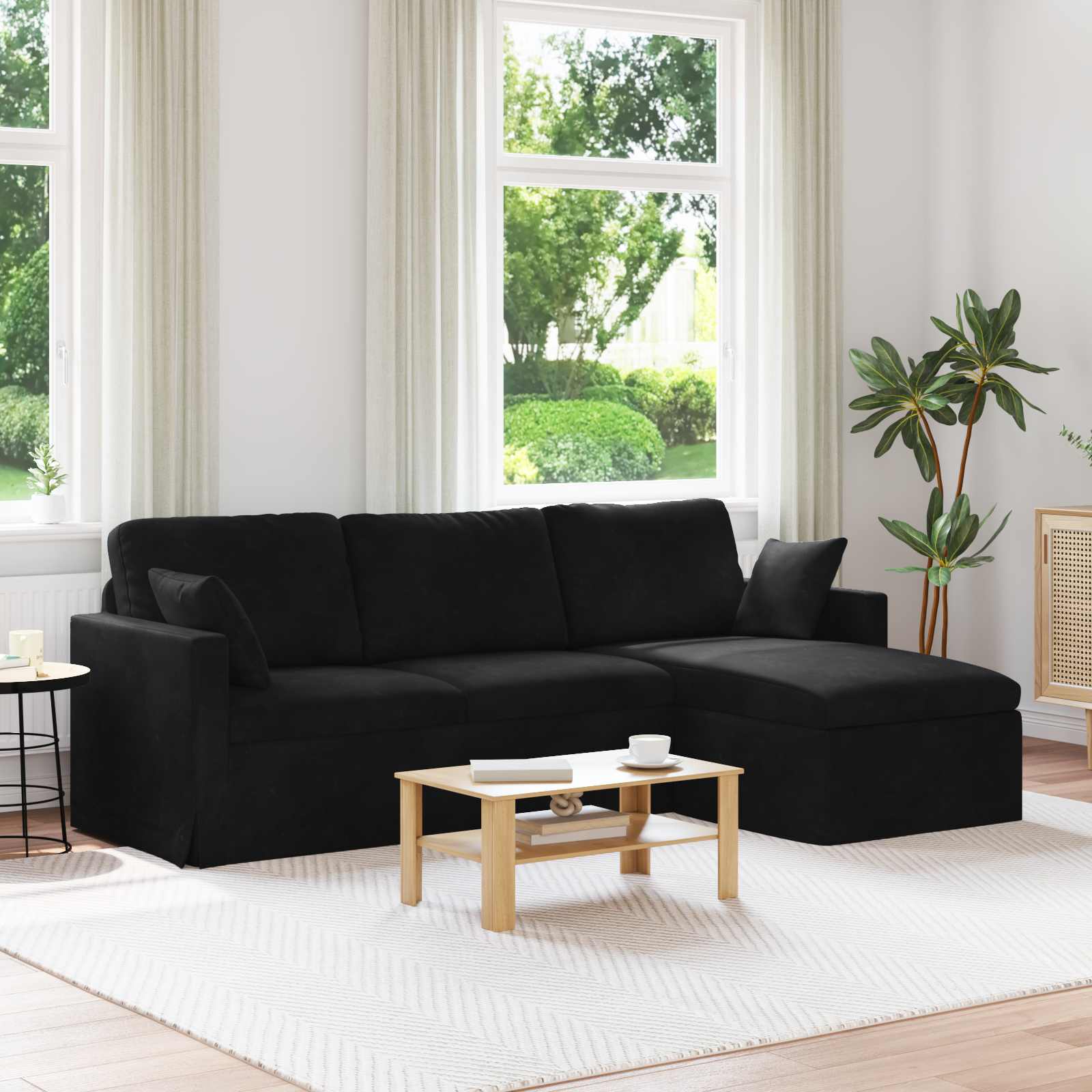 Καναπές Μαύρο 228 x 134 x 80 εκ Βελούδο