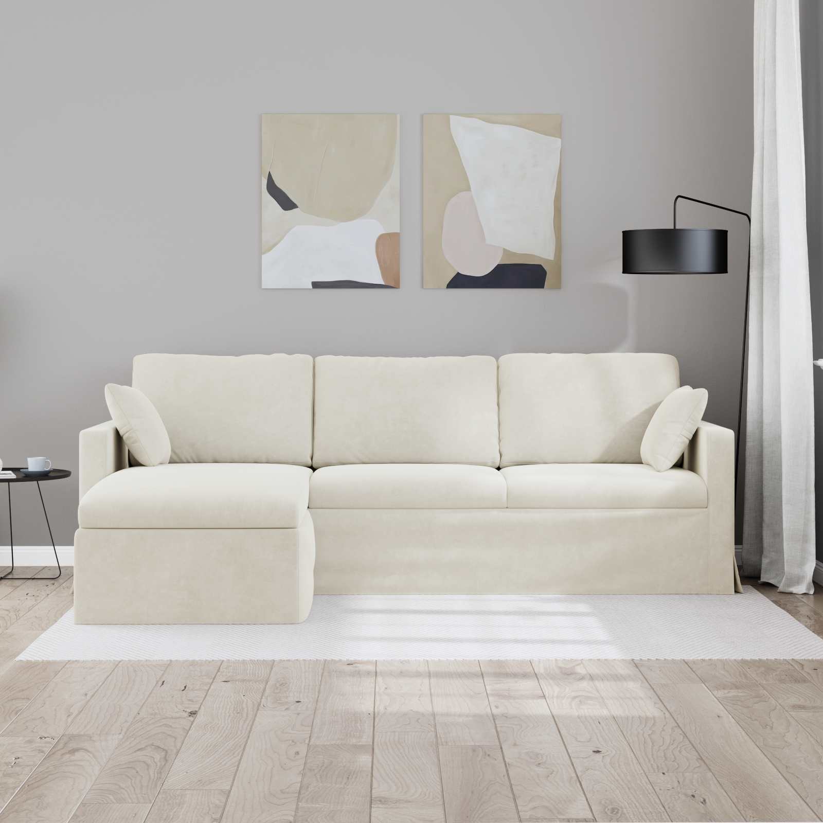 Καναπές Κρεμ 228 x 134 x 80 εκ Βελούδο - Pakobazaar