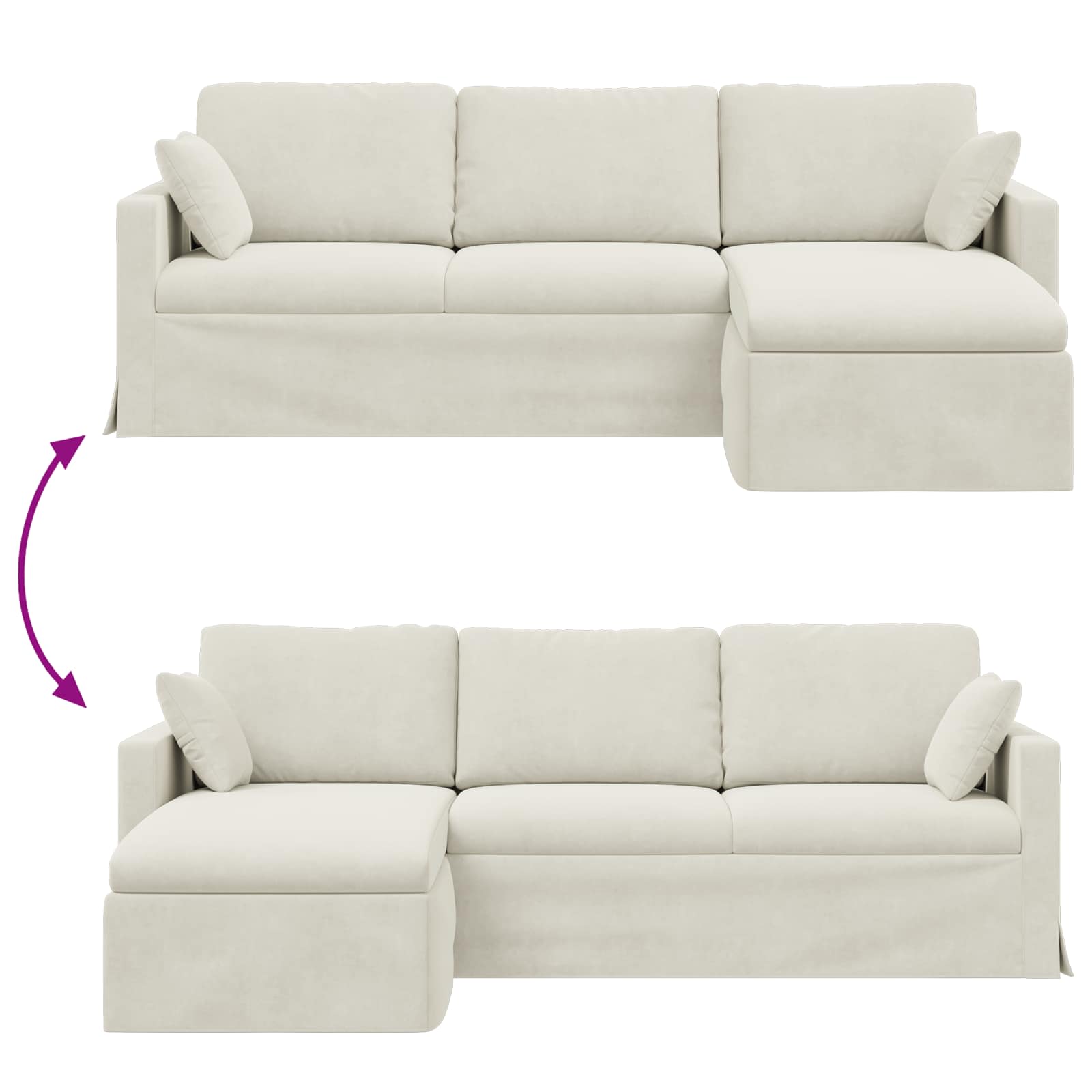 Καναπές Κρεμ 228 x 134 x 80 εκ Βελούδο - Pakobazaar