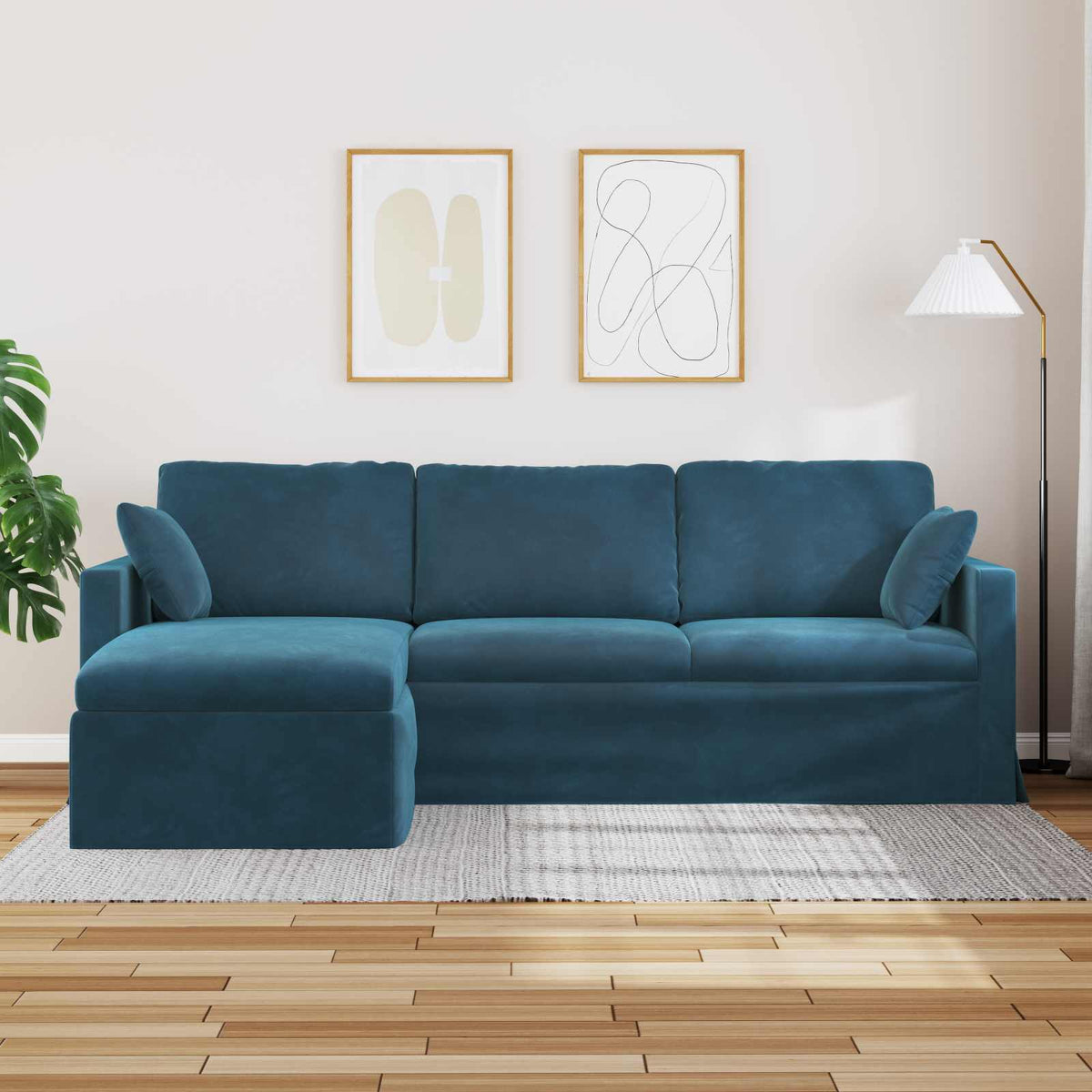 Καναπές Μπλε 228 x 134 x 80 εκ Βελούδο - Pakobazaar