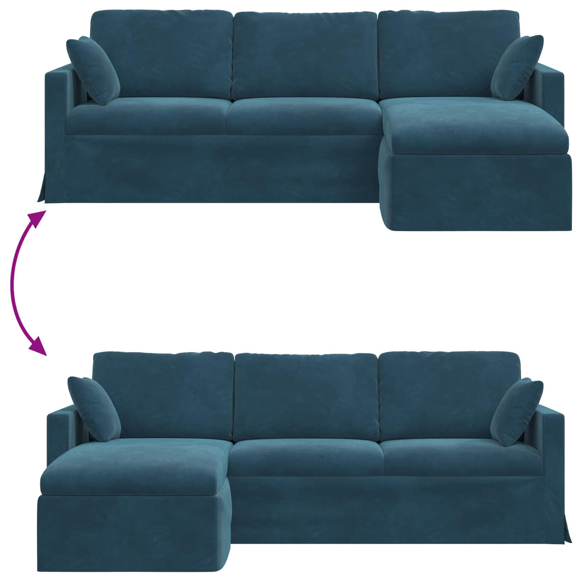 Καναπές Μπλε 228 x 134 x 80 εκ Βελούδο - Pakobazaar