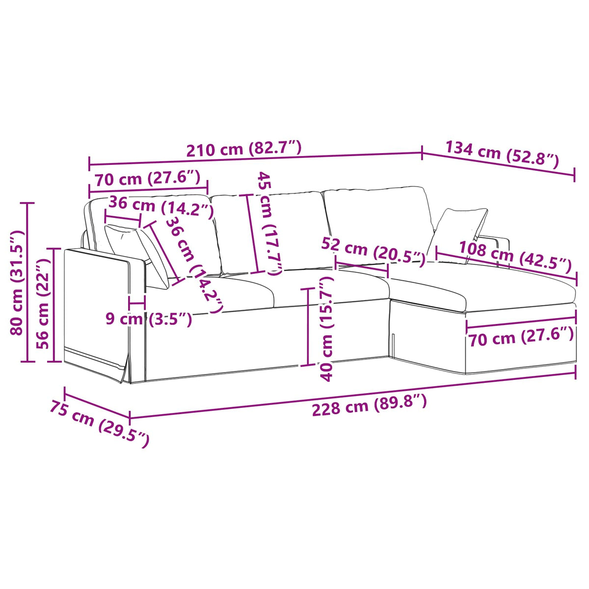 Καναπές Μπλε 228 x 134 x 80 εκ Βελούδο - Pakobazaar