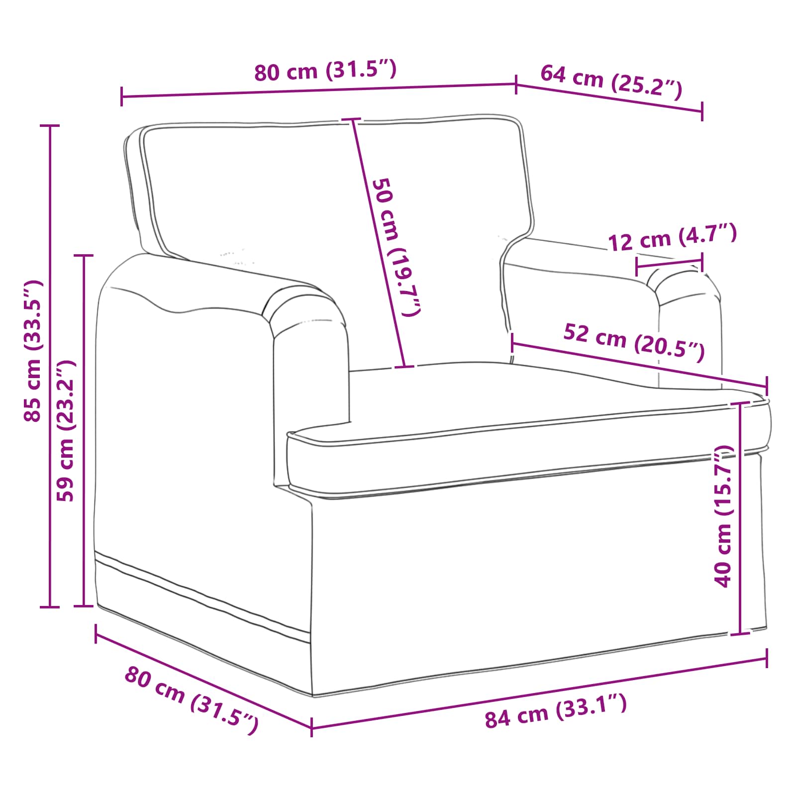Καναπές Taupe 84 x 80 x 85 εκ ύφασμα - Pakobazaar