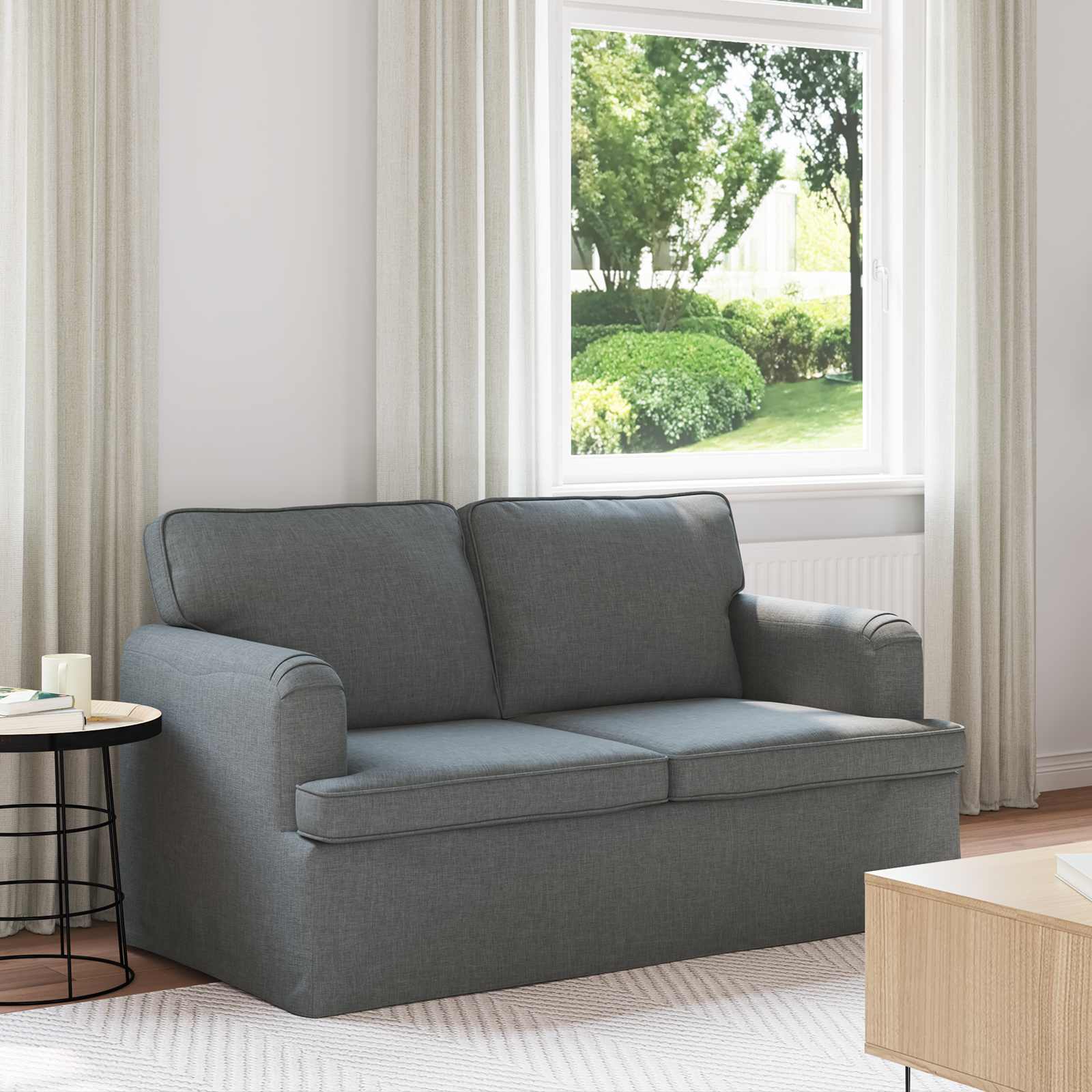 Καναπές Σκούρο Γκρι 144 x 80 x 85 εκ ύφασμα - Pakobazaar