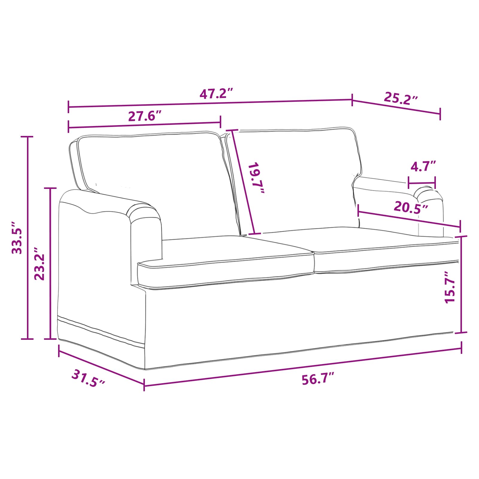 Καναπές Σκούρο Γκρι 144 x 80 x 85 εκ ύφασμα - Pakobazaar
