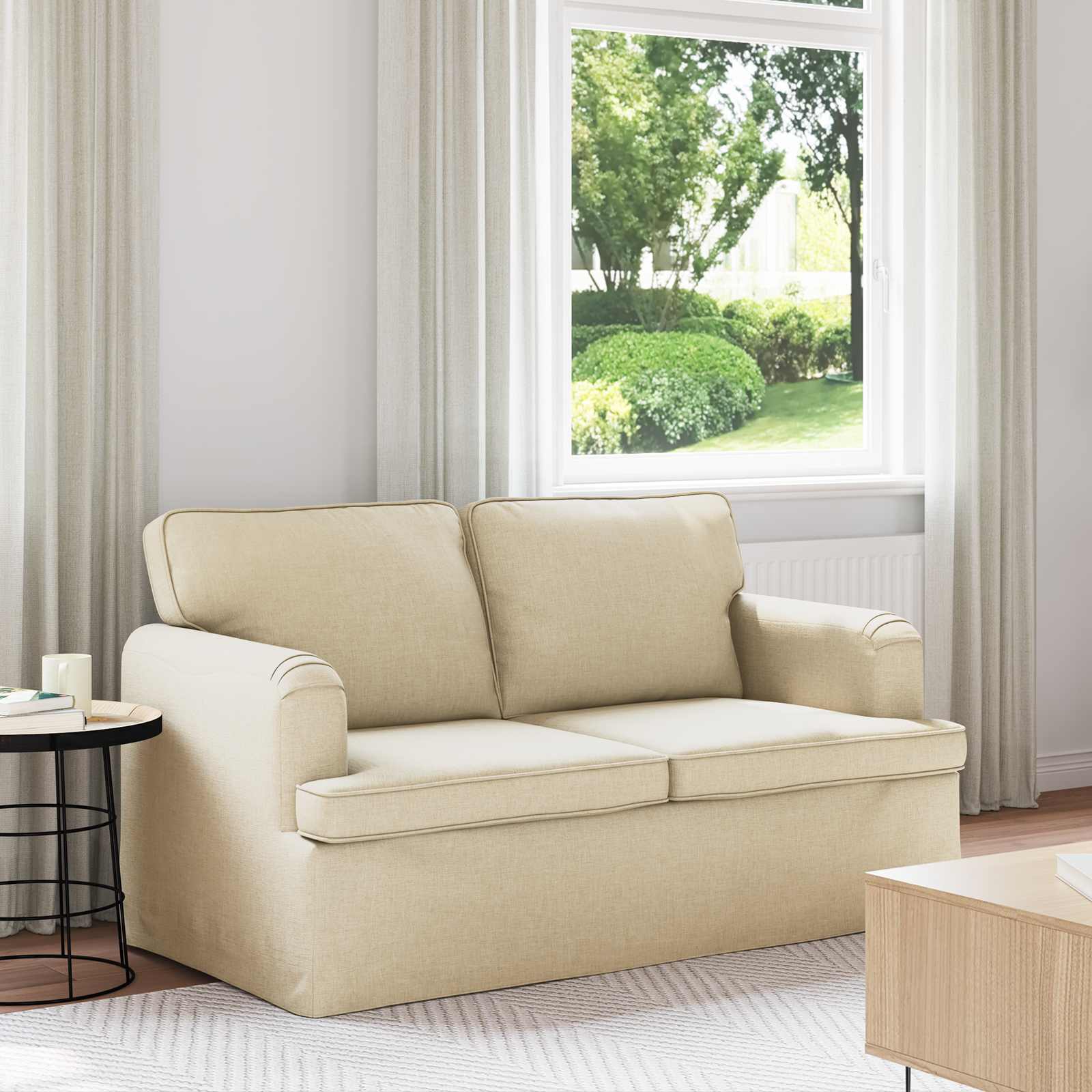 Καναπές Κρεμ 144 x 80 x 85 εκ ύφασμα - Pakobazaar