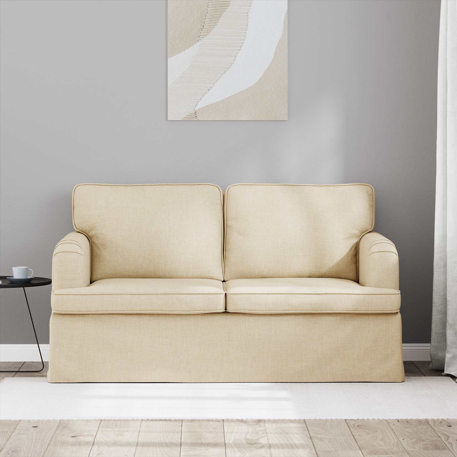 Καναπές Κρεμ 144 x 80 x 85 εκ ύφασμα - Pakobazaar