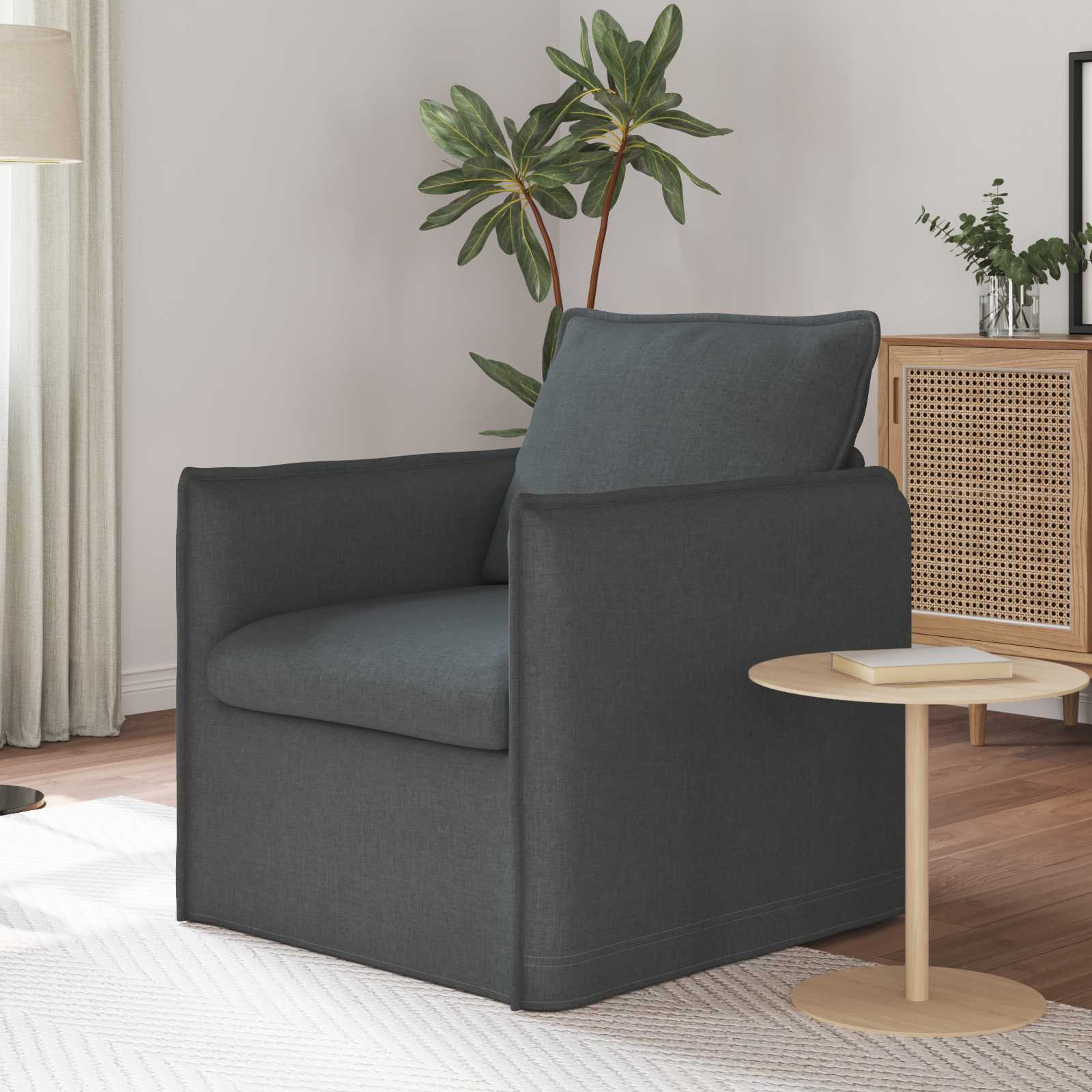Καναπές Σκούρο Γκρι 195 x 82 x 85 εκ ύφασμα - Pakobazaar