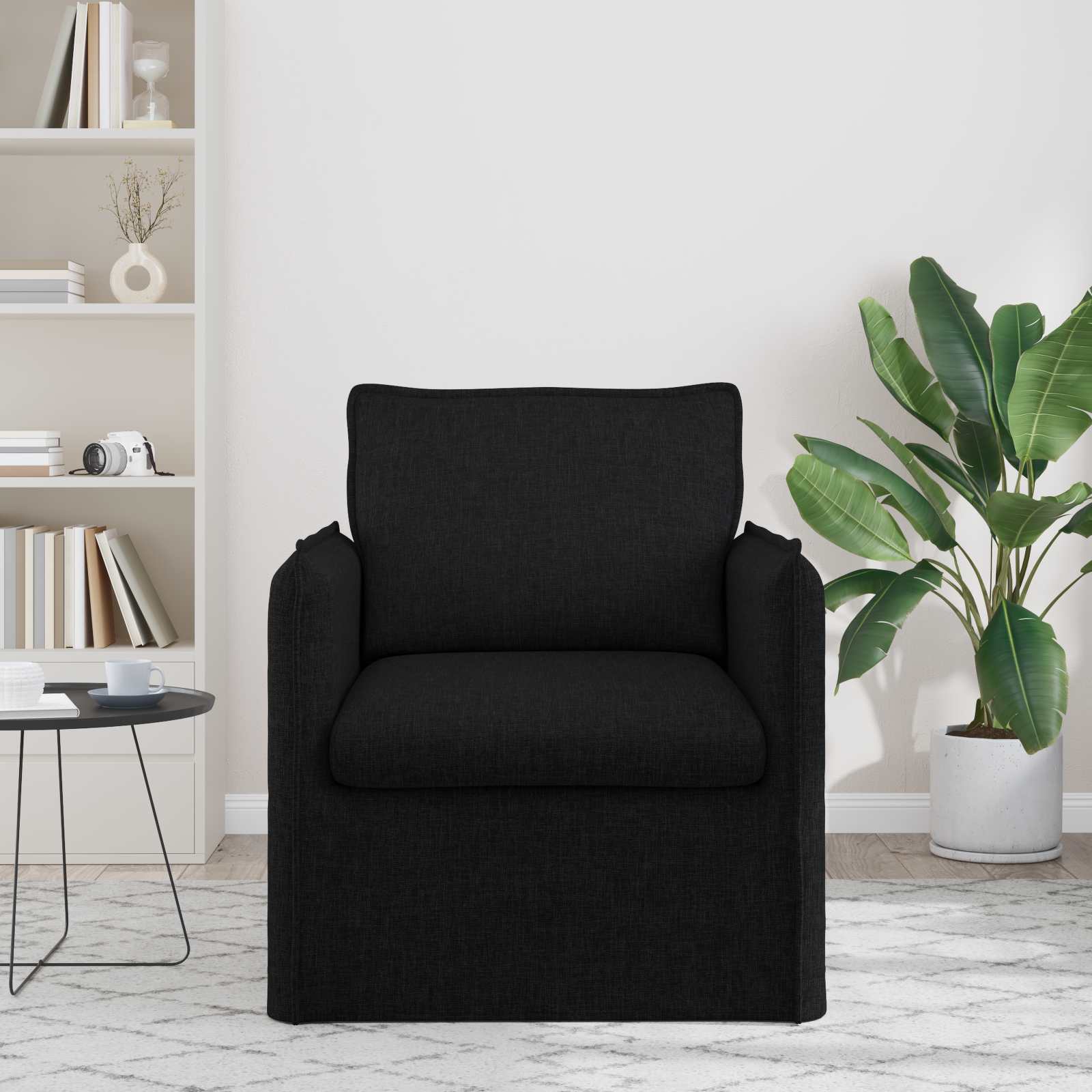 Καναπές Μαύρο 195 x 82 x 85 εκ ύφασμα - Pakobazaar