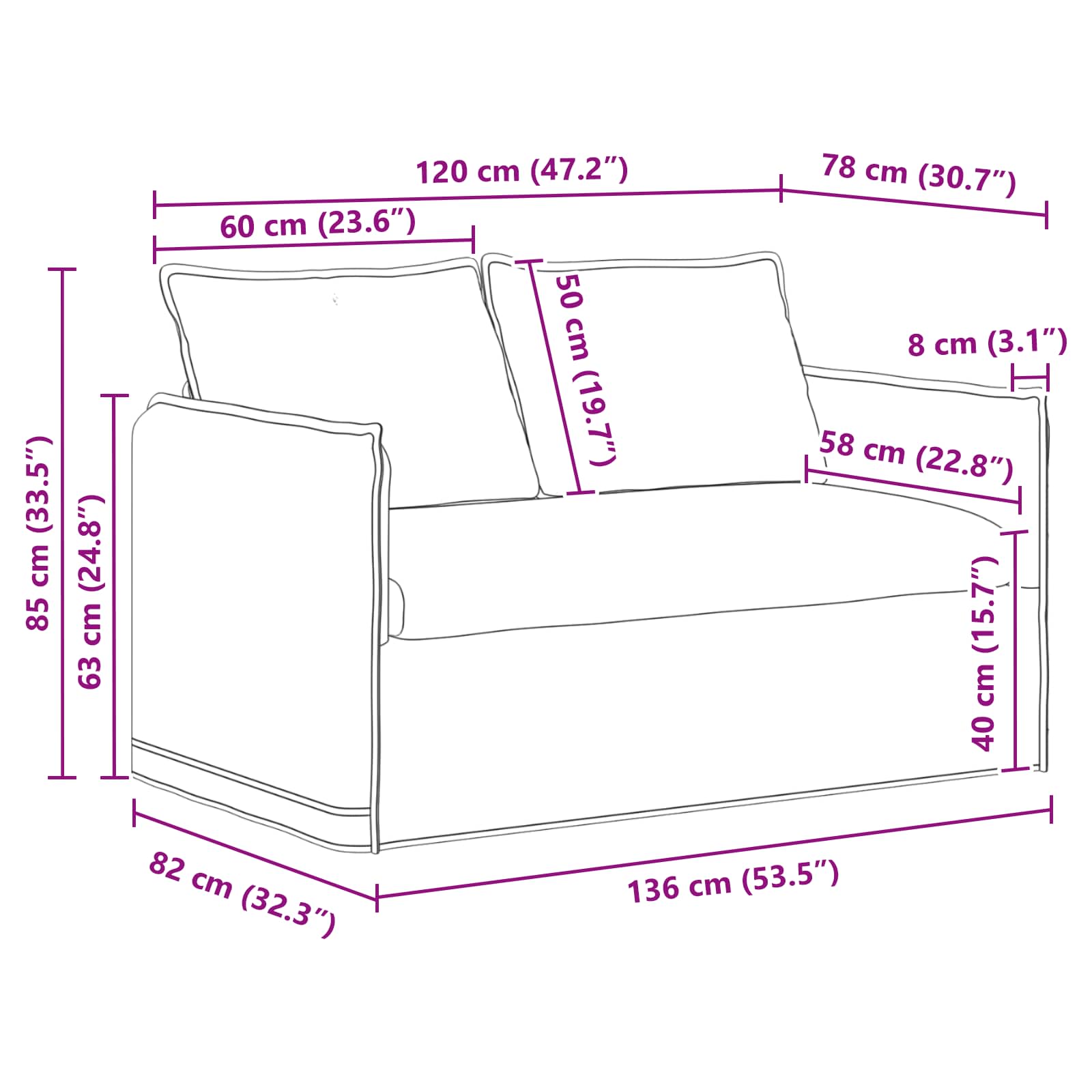 Καναπές Taupe 195 x 82 x 85 εκ ύφασμα - Pakobazaar
