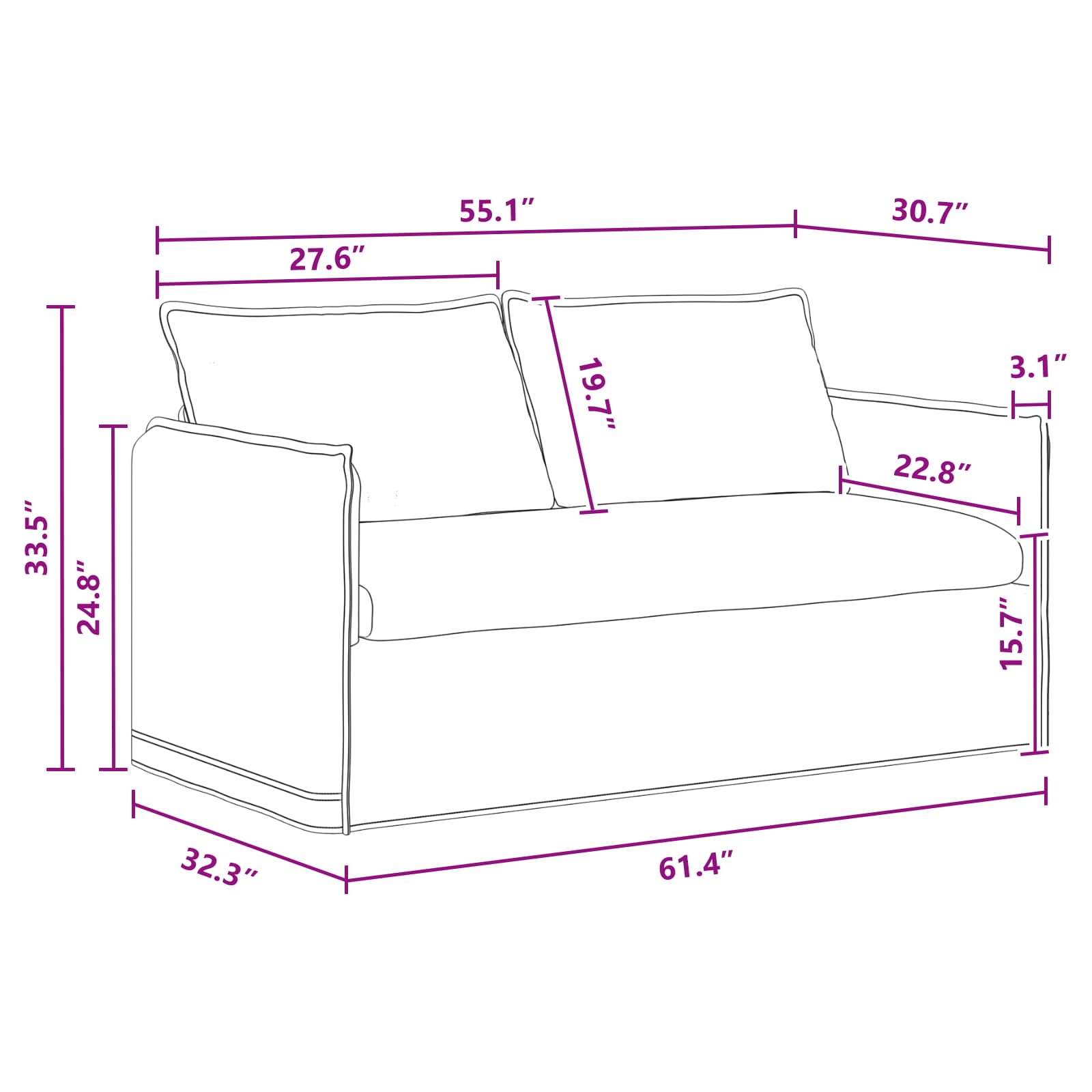 Καναπές Σκούρο Γκρι 156 x 82 x 85 εκ ύφασμα - Pakobazaar
