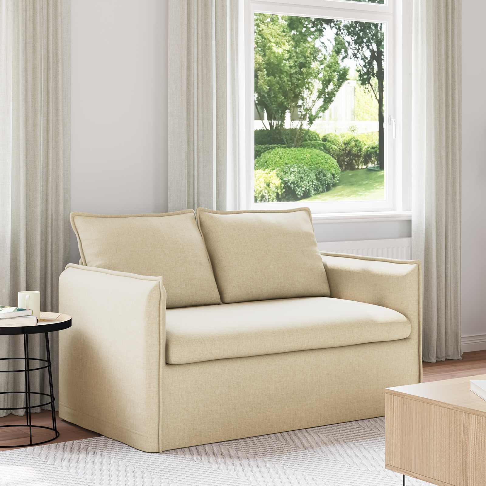Καναπές Κρεμ 156 x 82 x 85 εκ ύφασμα - Pakobazaar