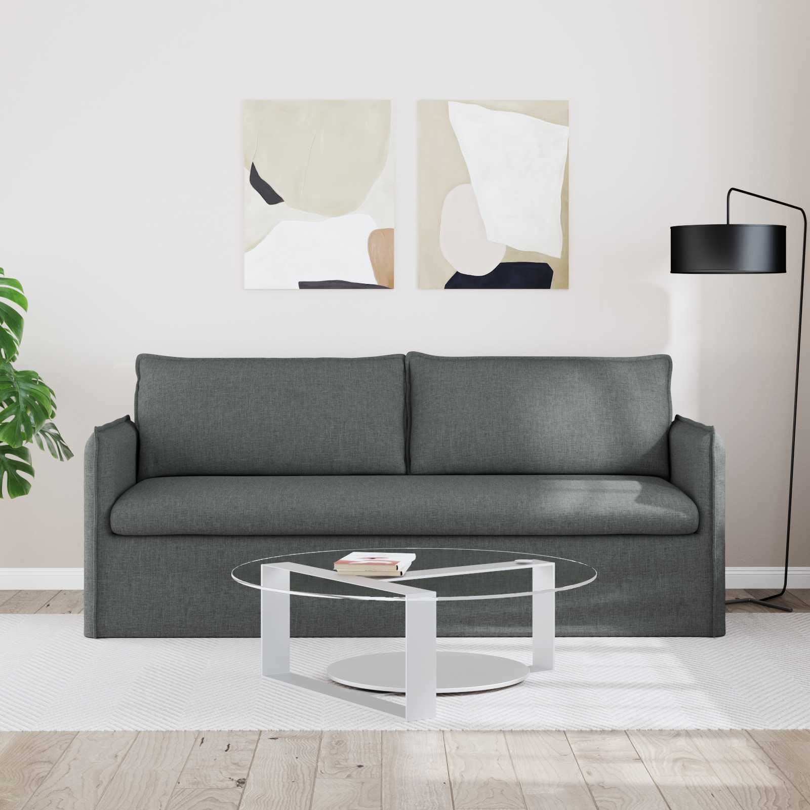 Καναπές Σκούρο Γκρι 196 x 82 x 85 εκ ύφασμα - Pakobazaar