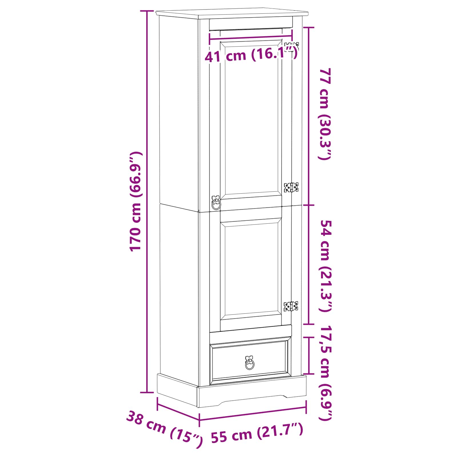 Ντουλάπες με ράφι Λευκό 55 x 38 x 170 εκ Στερεά ξυλεία πεύκου - Pakobazaar