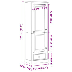 Ντουλάπες με ράφι Λευκό 55 x 38 x 170 εκ Στερεά ξυλεία πεύκου - Pakobazaar
