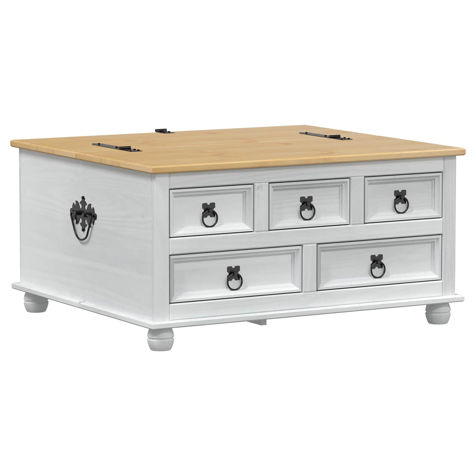 storage box με ράφι Λευκό 90 x78 x 45 εκ Στερεά ξυλεία πεύκου - Pakobazaar