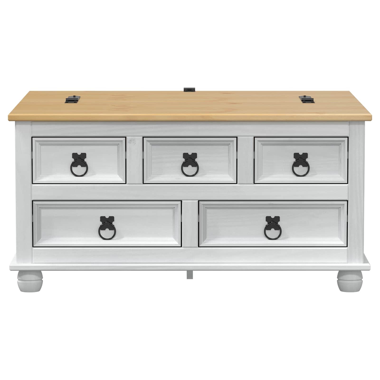 storage box με ράφι Λευκό 90 x78 x 45 εκ Στερεά ξυλεία πεύκου - Pakobazaar