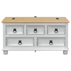 storage box με ράφι Λευκό 90 x78 x 45 εκ Στερεά ξυλεία πεύκου - Pakobazaar