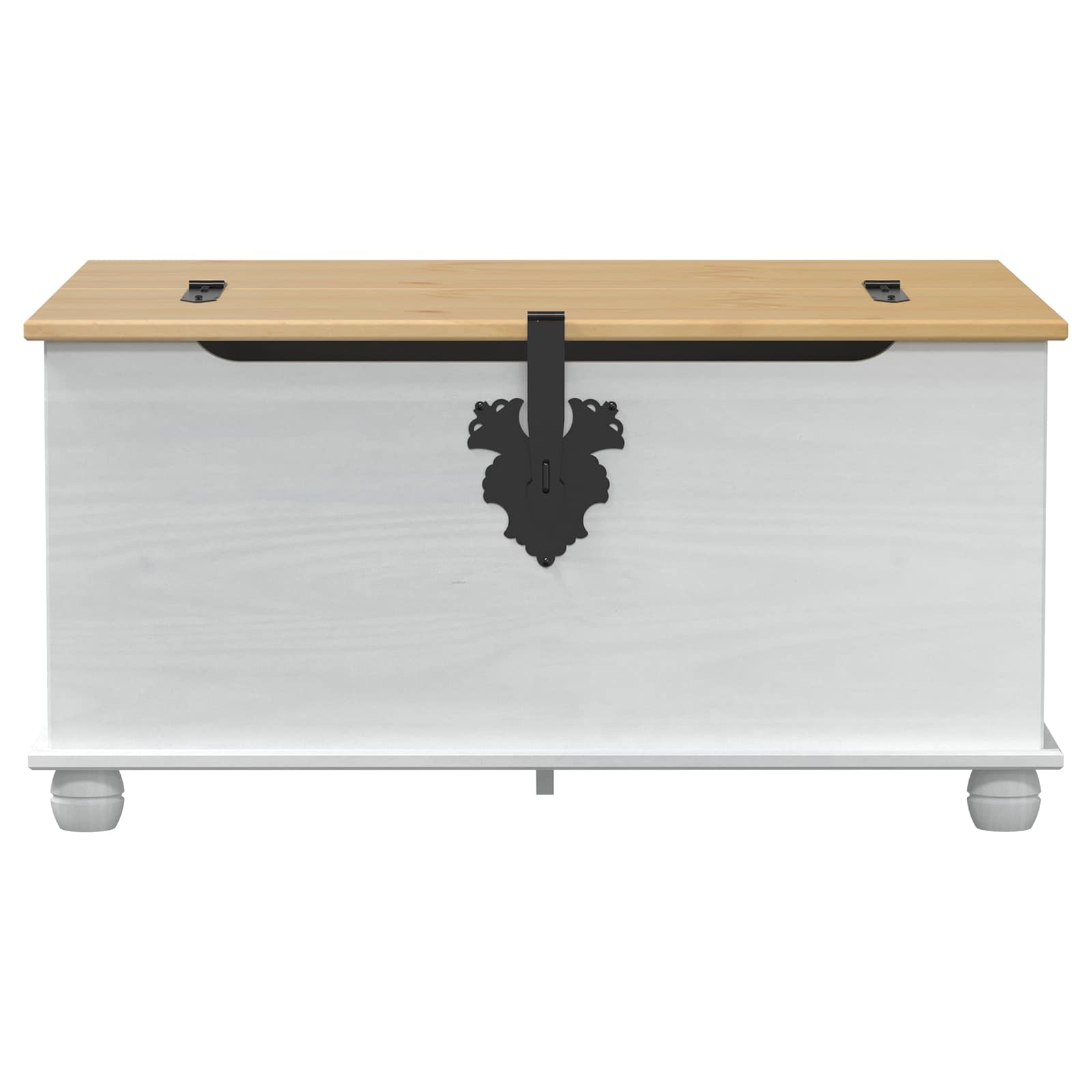 storage box με ράφι Λευκό 90 x78 x 45 εκ Στερεά ξυλεία πεύκου - Pakobazaar
