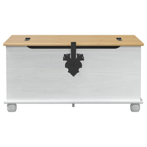 storage box με ράφι Λευκό 90 x78 x 45 εκ Στερεά ξυλεία πεύκου - Pakobazaar