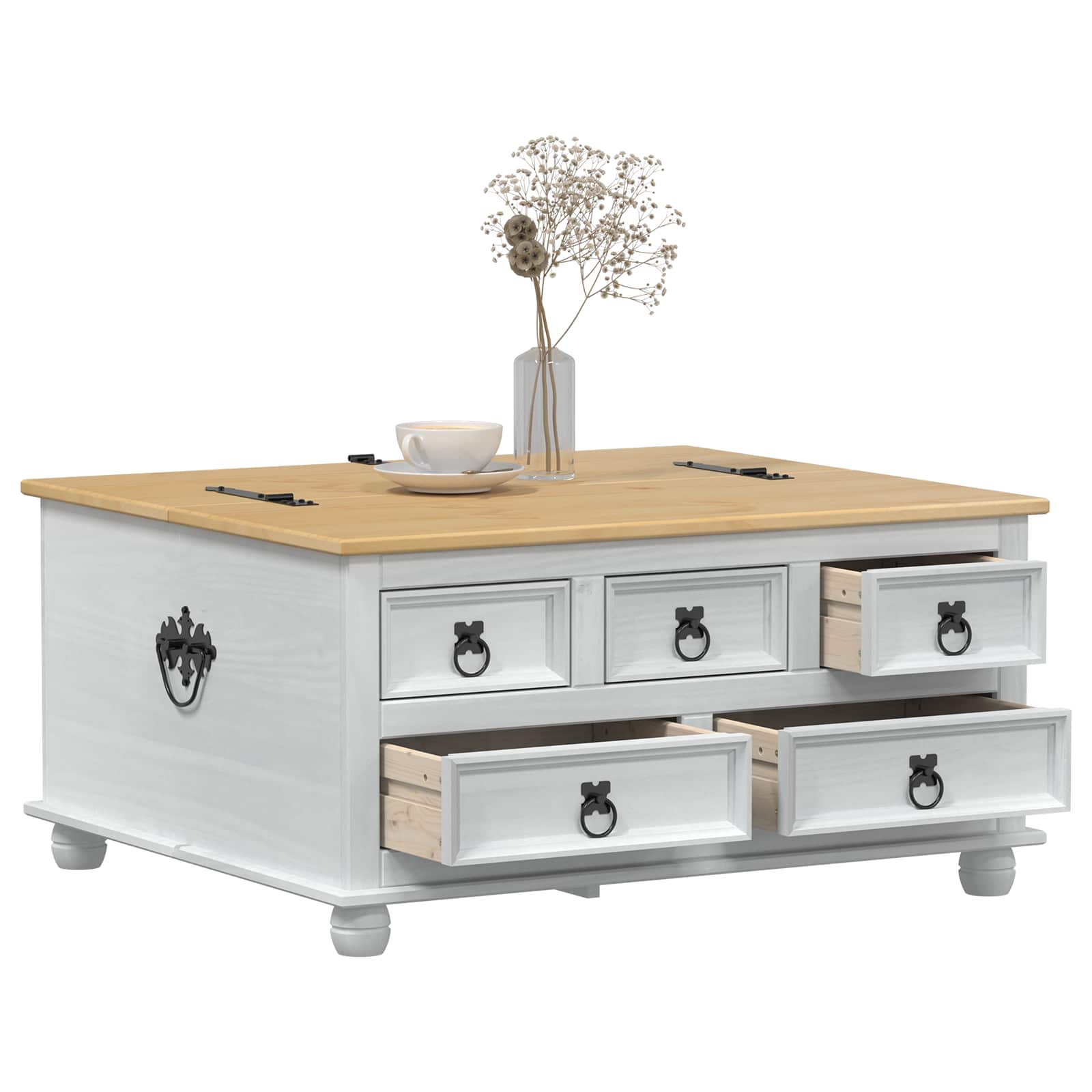 storage box με ράφι Λευκό 90 x78 x 45 εκ Στερεά ξυλεία πεύκου - Pakobazaar