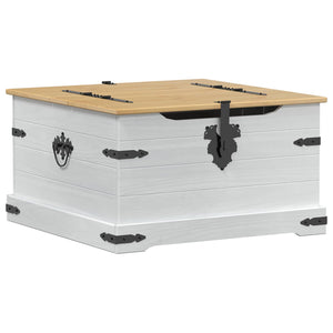 storage box με ράφι Λευκό 78 x 78 x 45 εκ. Στερεά ξυλεία πεύκου - Pakobazaar