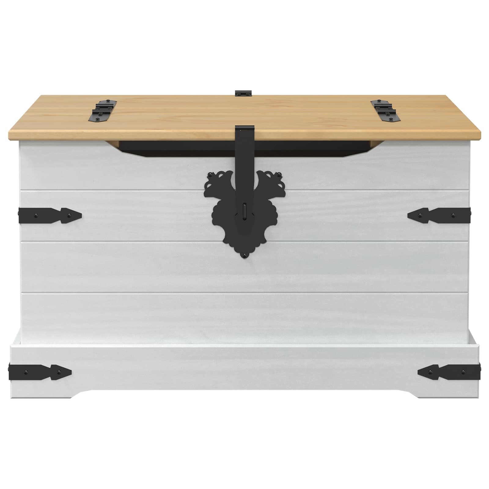 storage box με ράφι Λευκό 78 x 78 x 45 εκ. Στερεά ξυλεία πεύκου - Pakobazaar