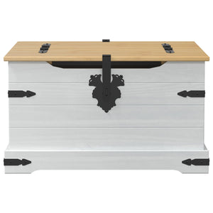 storage box με ράφι Λευκό 78 x 78 x 45 εκ. Στερεά ξυλεία πεύκου - Pakobazaar