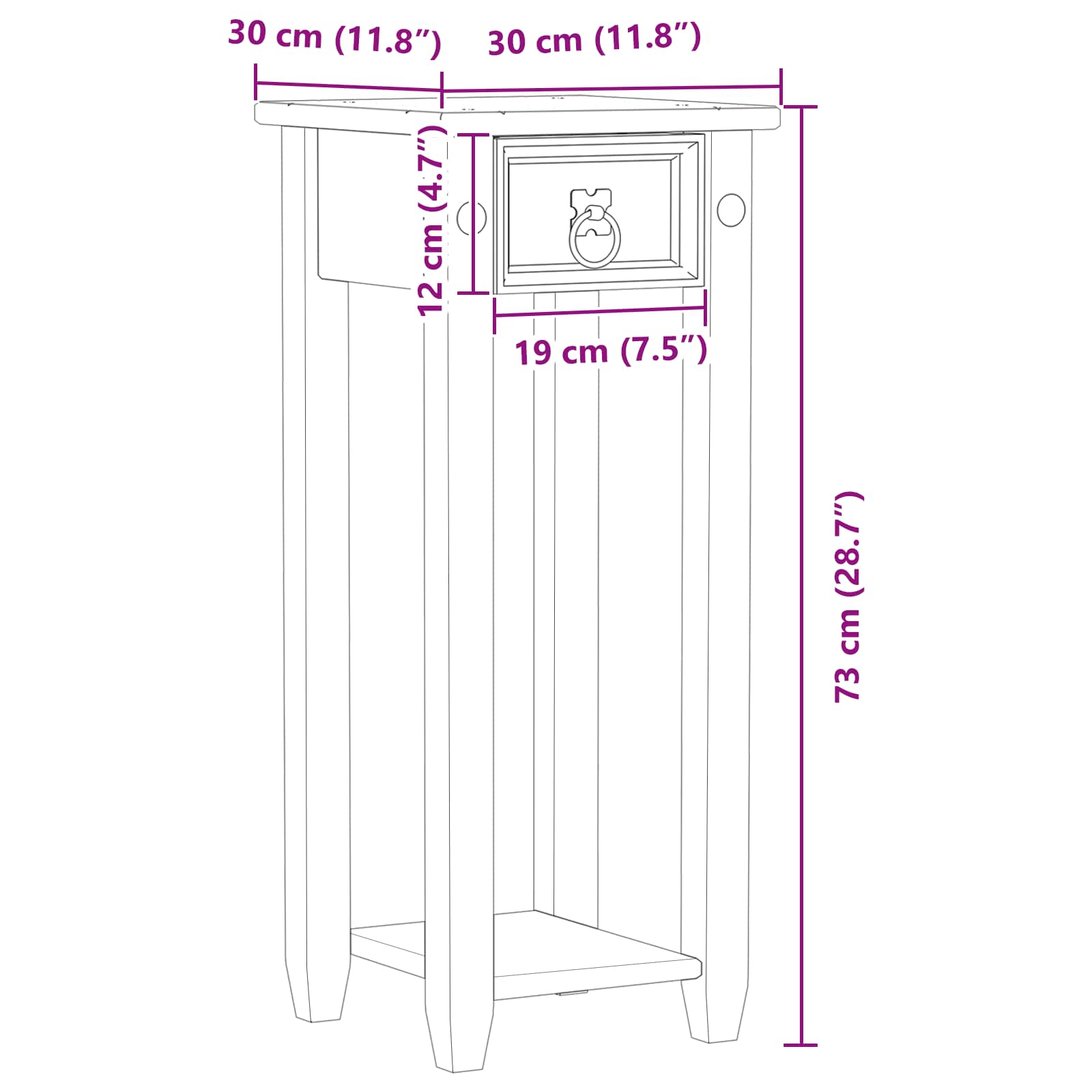 Βάση φυτών Λευκό 30 x 30 x 73 εκ Στερεά ξυλεία πεύκου - Pakobazaar
