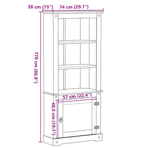 Highboard Λευκό 74 x 38 x 170 εκ. Στερεά ξυλεία πεύκου - Pakobazaar