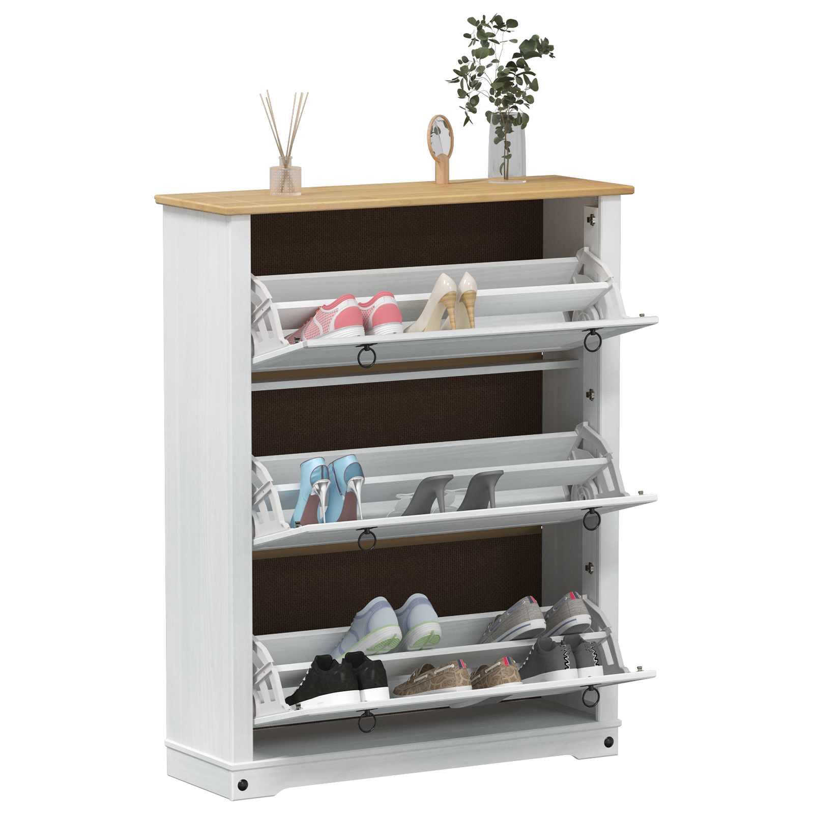 Ντουλάπα Παπουτσιών με συρτάρι Corona Λευκό 99 x 32 x 122 εκ. - Pakobazaar
