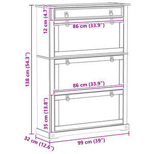 Ντουλάπα Παπουτσιών με συρτάρι Corona Λευκό 99 x 32 x 144,5 εκ. - Pakobazaar