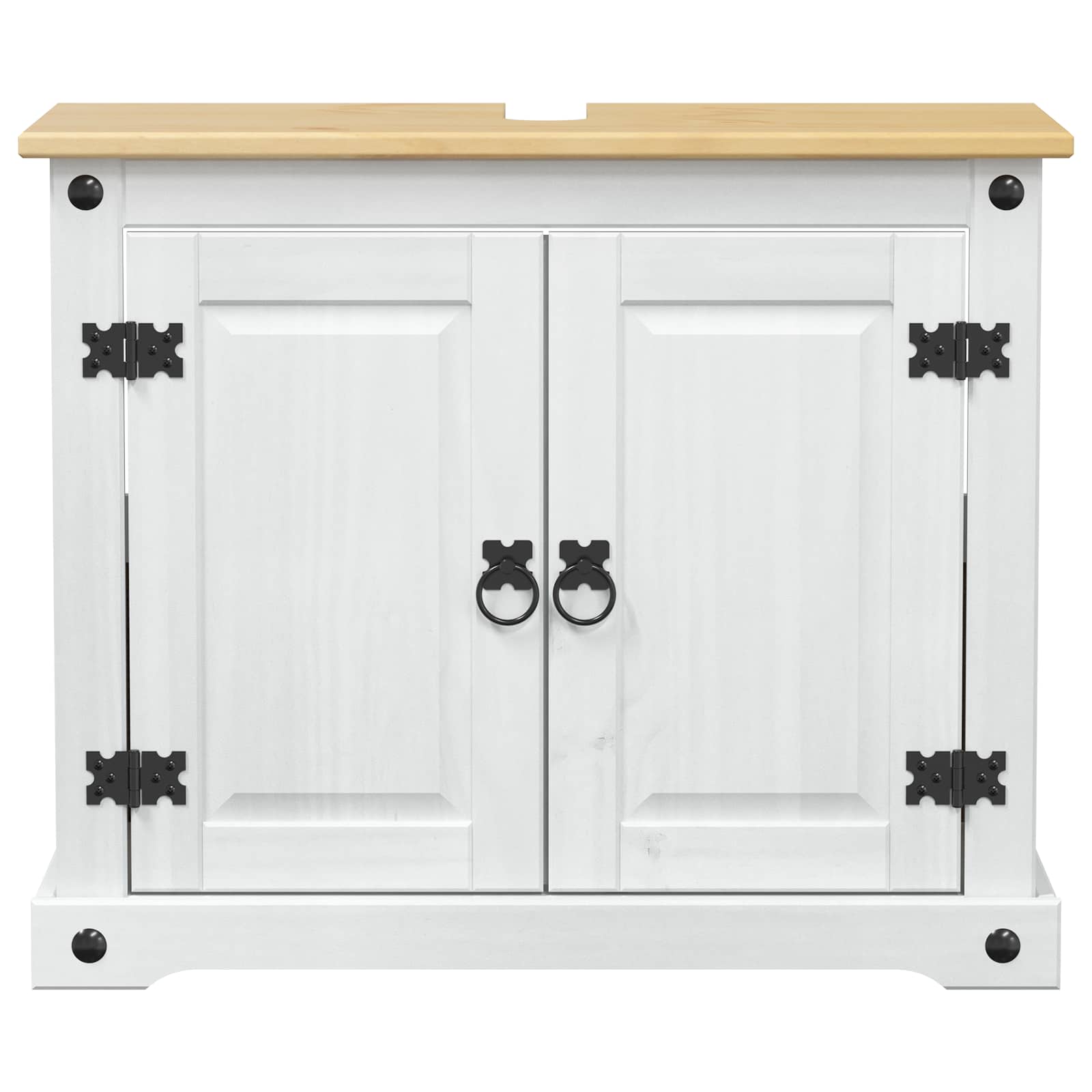 Ντουλάπι νιπτήρα Λευκό 73 x 33 x 60 εκ Στερεά ξυλεία πεύκου - Pakobazaar