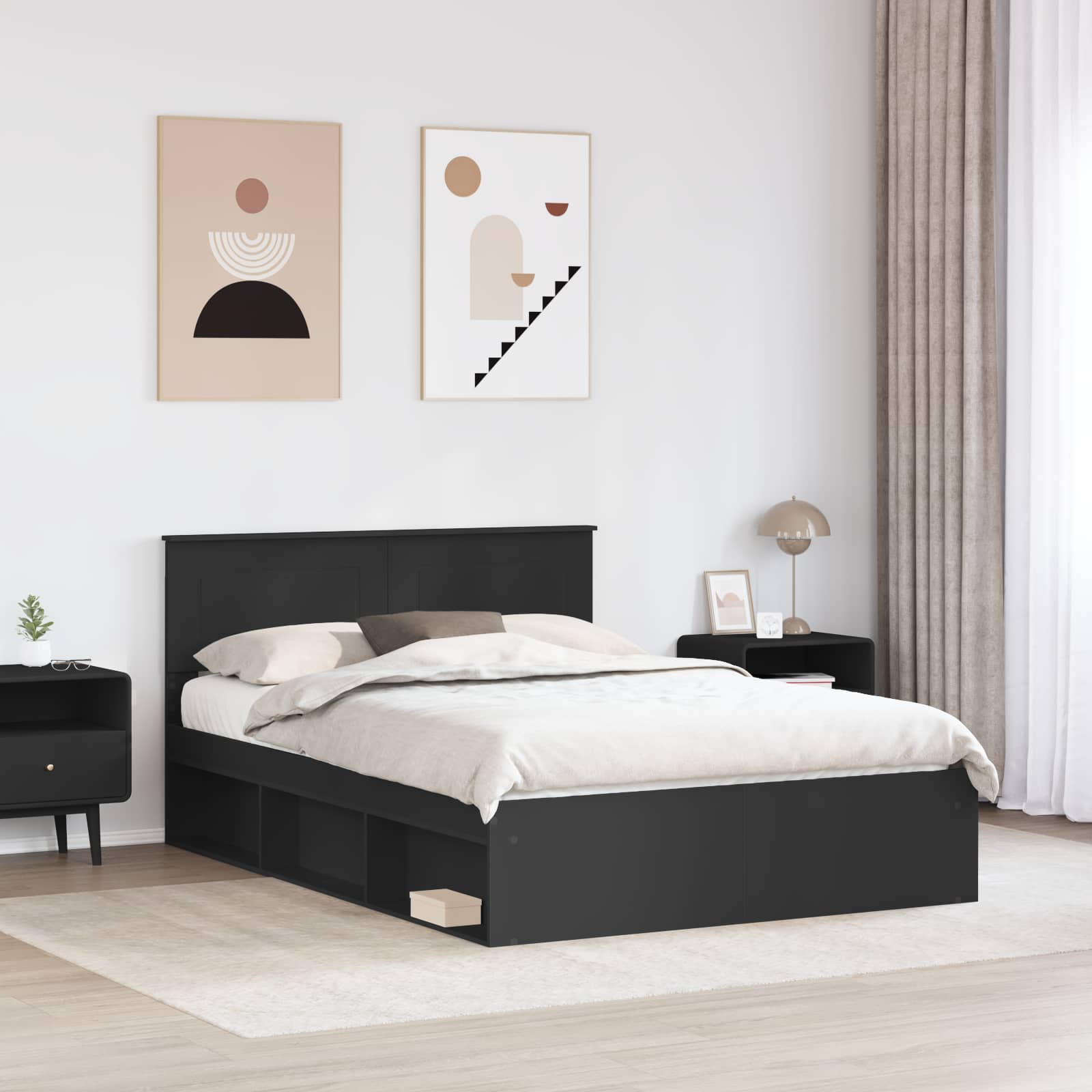 Σκελετός Κρεβατιού Μαύρο 140 x 190 cm Επεξεργασμένο ξύλο - Pakobazaar