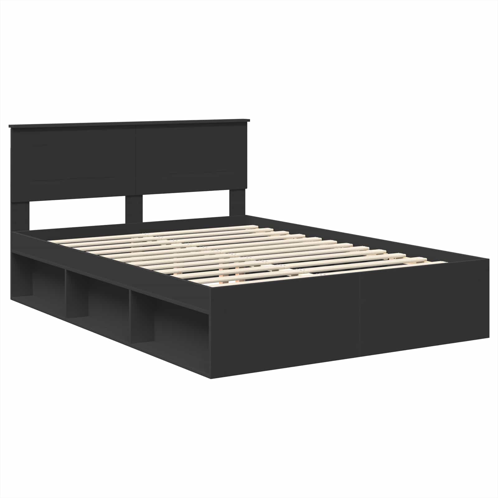 Σκελετός Κρεβατιού Μαύρο 140 x 190 cm Επεξεργασμένο ξύλο - Pakobazaar