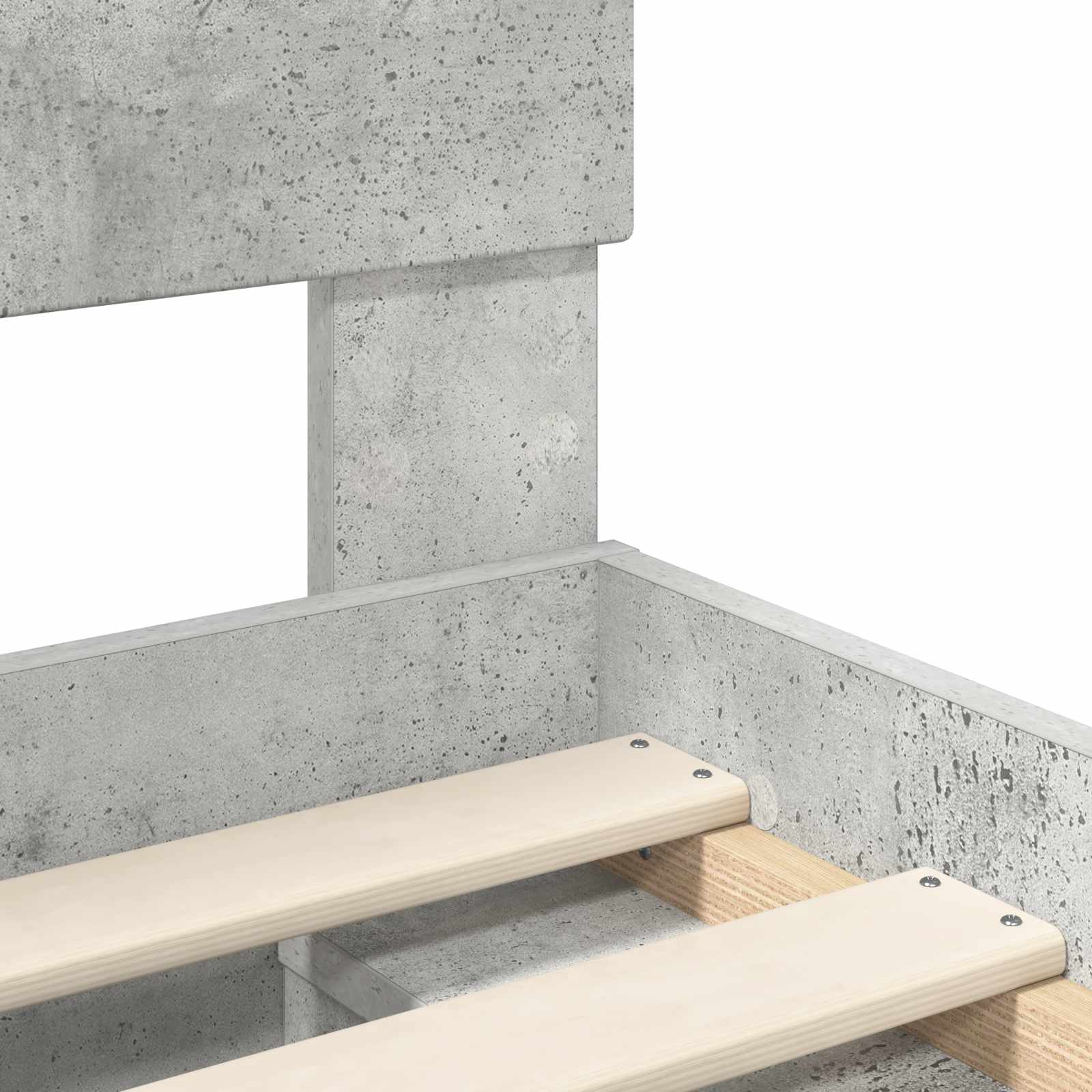 Σκελετός Κρεβατιού Σκυρόδεμα 140 x 190 cm Επεξεργασμένο ξύλο
