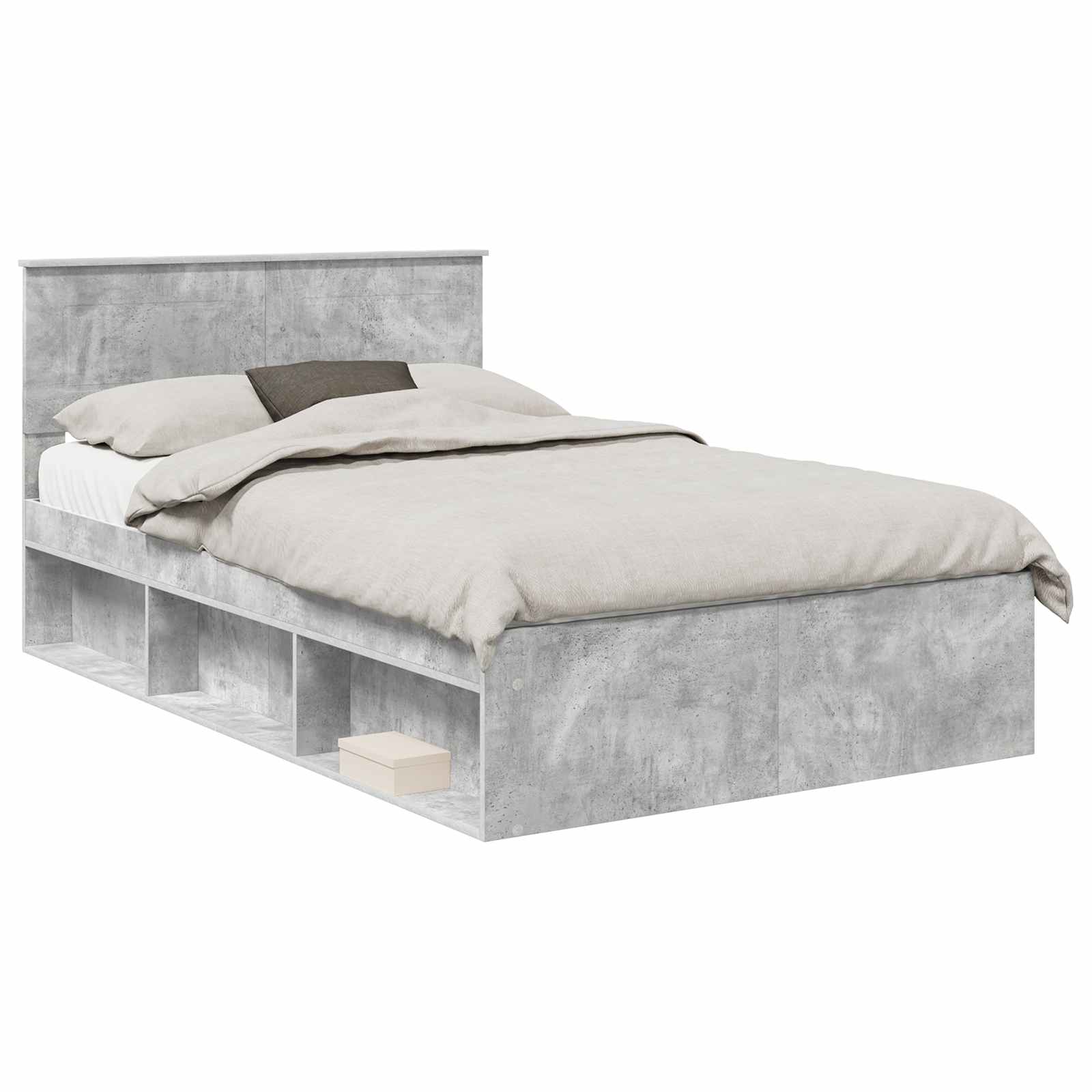 Σκελετός Κρεβατιού Γκρι Μπετόν 135 x 190 cm Επεξεργασμένο ξύλο