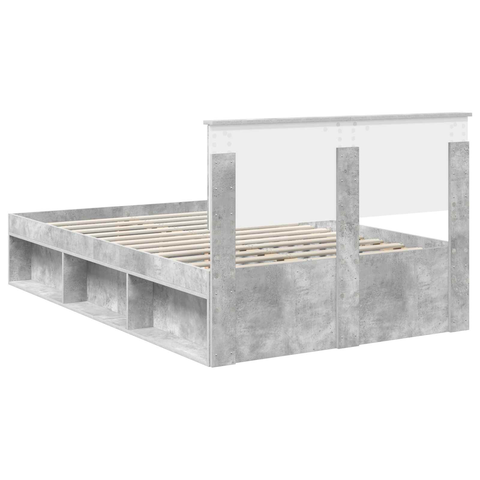Σκελετός Κρεβατιού Γκρι Μπετόν 135 x 190 cm Επεξεργασμένο ξύλο
