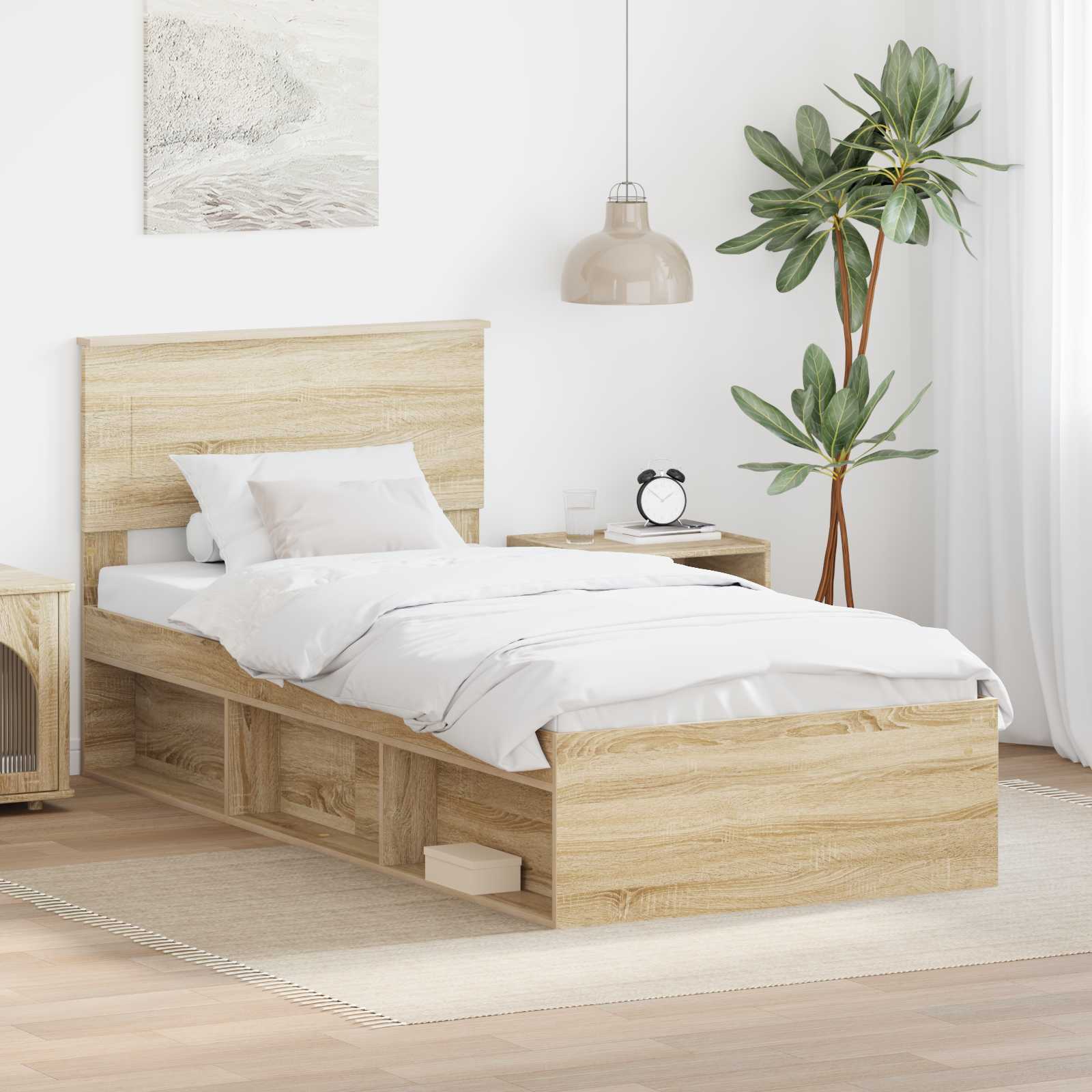 Σκελετός Κρεβατιού Σονόμα 90 x 190 cm Επεξεργασμένο ξύλο - Pakobazaar