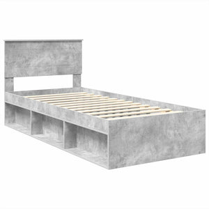 Σκελετός Κρεβατιού Γκρι Μπετόν 90 x 190 cm Επεξεργασμένο ξύλο - Pakobazaar
